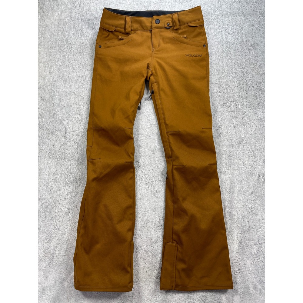 Volcom Snowboarding Pants Women XS Brown Stretch Slim Snow Pants 15Kmm/15Kgm2